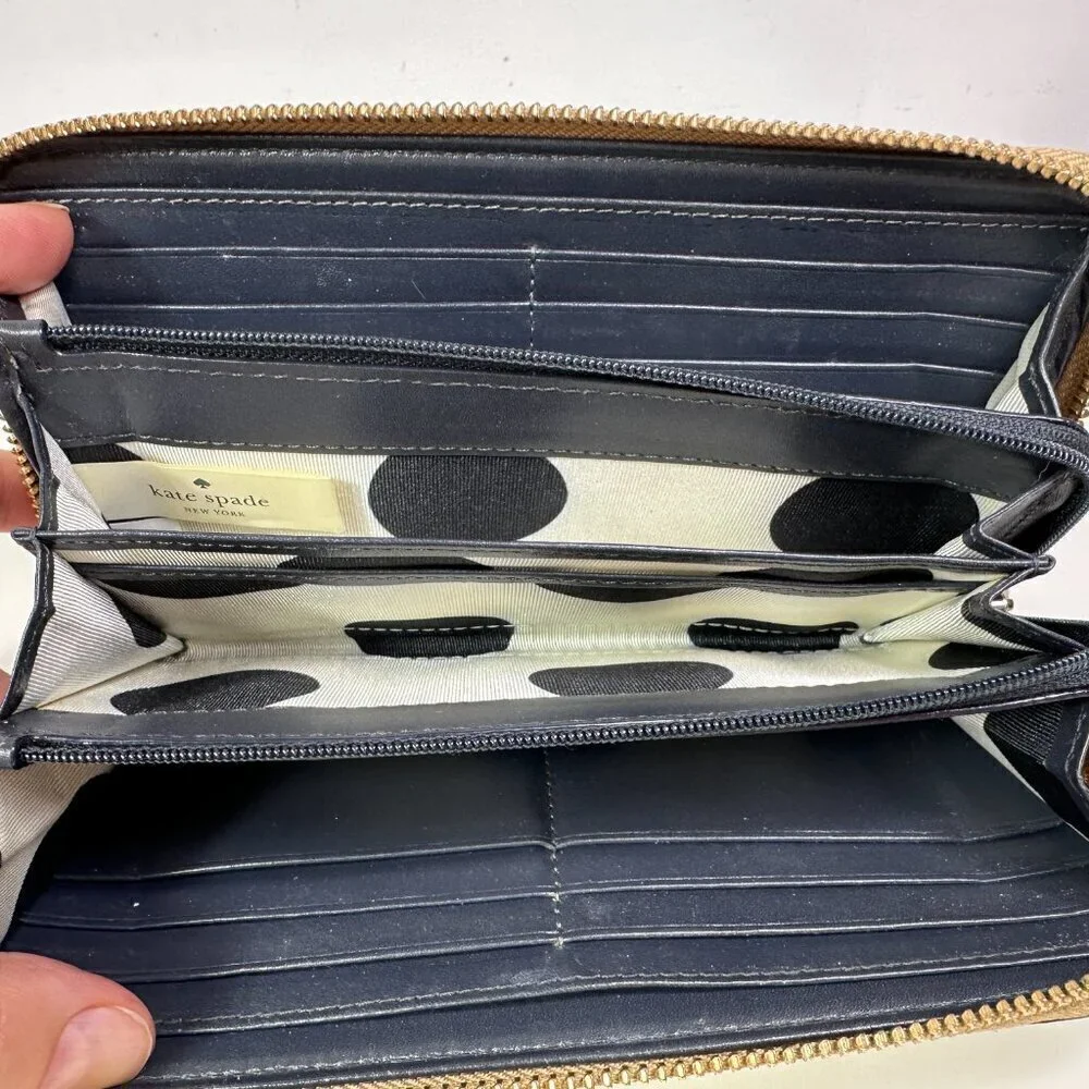 Kate Spade Lacey Mikas Pond Gold Zip Around Wallet